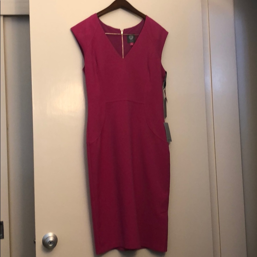 Vince Camuto midi fuchsia dress